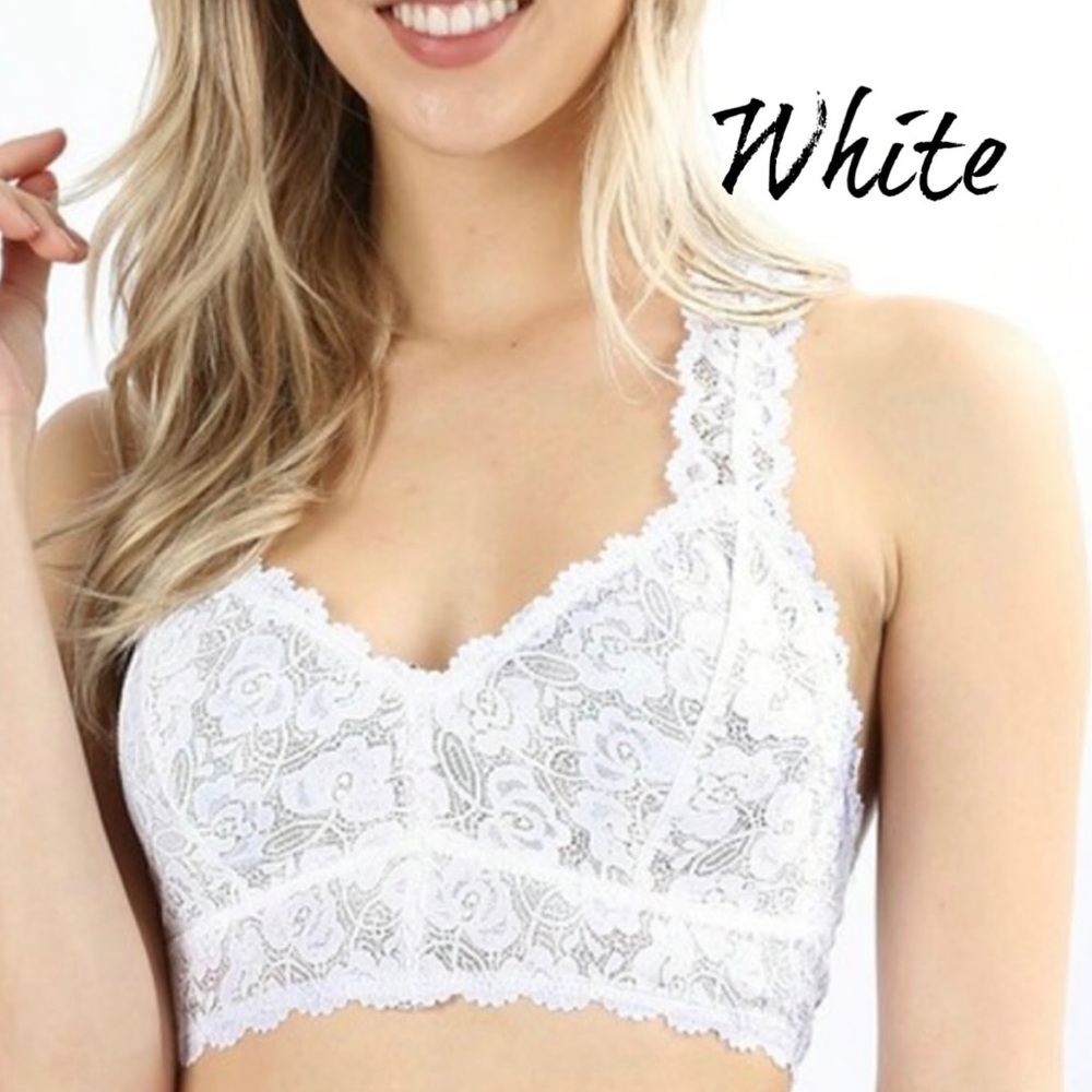 Brand New! White racer back lace bralette